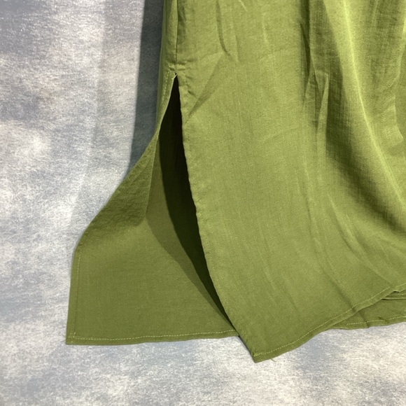 Eileen Fisher Green Relaxed Fit Button-Up Tunic Midi Dress Women's Size L NWOT - Picture 8 of 10
